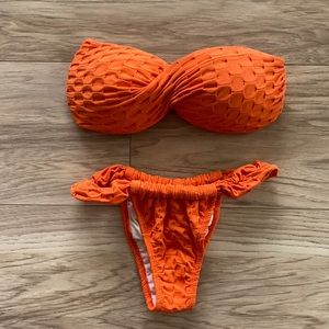 Rio Del Sol Brazilian Bikini Set Orange Size Large